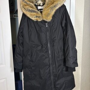 Babaton St. Moritz Black Parka with Faux Fur Trim